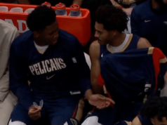 El novato de los Pelicans le pregunta adorablemente a Jordan Poole si tiene que usar calentadores de equipo en el banco