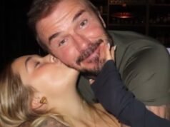 La hija de David Beckham, Harper, de 14 años, le da un beso en la mejilla a su padre en un dulce gesto después de defender la muestra de afecto divisiva de los padres.