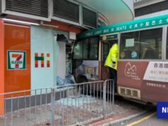 Minibús choca contra tienda 7-Eleven en Kennedy Town, 3 heridos
