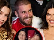 Kendall Jenner y rockeando durante un concierto de Justin y Hailey Bieber