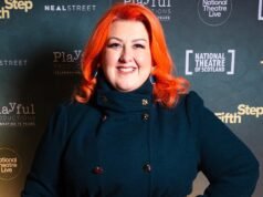 Michelle McManus hace alarde de su increíble novena pérdida de peso con un elegante abrigo azul marino en el estreno de Fifth Stage en Edimburgo