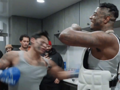 El video muestra a Blueface tambaleándose con un izquierdazo después de recibir un puñetazo en el estómago del boxeador Ryan García.
