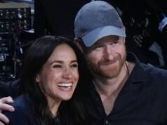 Meghan Markle se acercó al Príncipe Harry mientras disfrutaban de una cita nocturna junto a la cancha en el Juego de Estrellas de la NBA durante el fin de semana del Día de San Valentín.