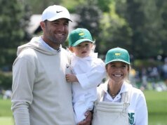 Scotty Scheffler llevó a su hijo Remy de 12 días al concurso Masters par 3