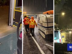 Hong Kong despliega máquinas de bombeo de agua para limpiar inundaciones tras fuertes lluvias