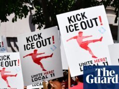 ‘Queremos que los fanáticos conozcan el riesgo’: grupos de derechos de los inmigrantes estadounidenses se manifiestan en la ciudad sede de la Copa del Mundo en medio de temores de ICE | ICE (Servicio de Inmigración y Control de Aduanas de EE. UU.)