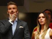 David Beckham anima a España en las semifinales de la Copa del Mundo al final de su estancia de cuatro años en Madrid mientras se une a su esposa Victoria y su familia después de una reacción instantánea de meme.